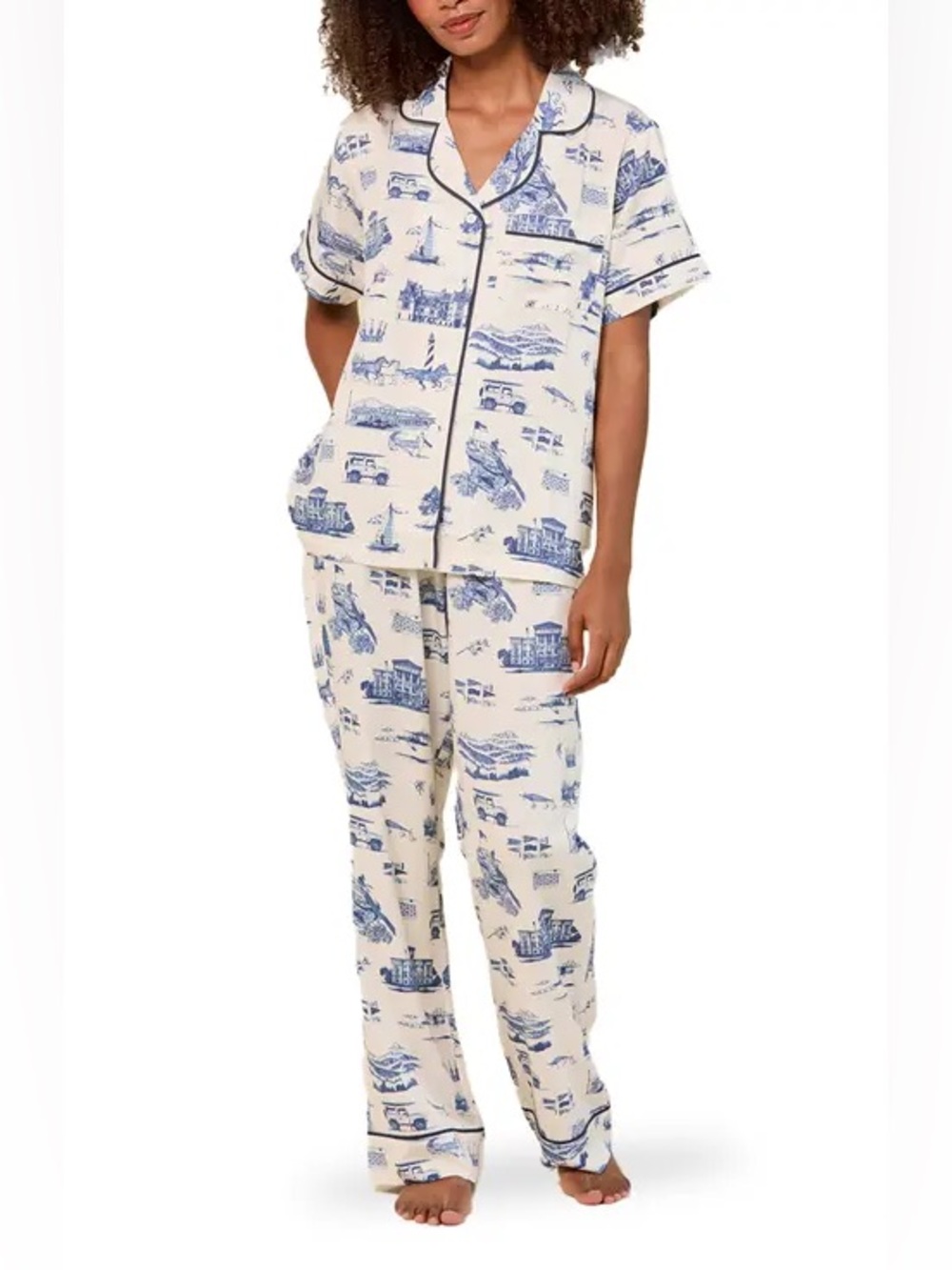 Katie Kime toile pajama set cityscape print